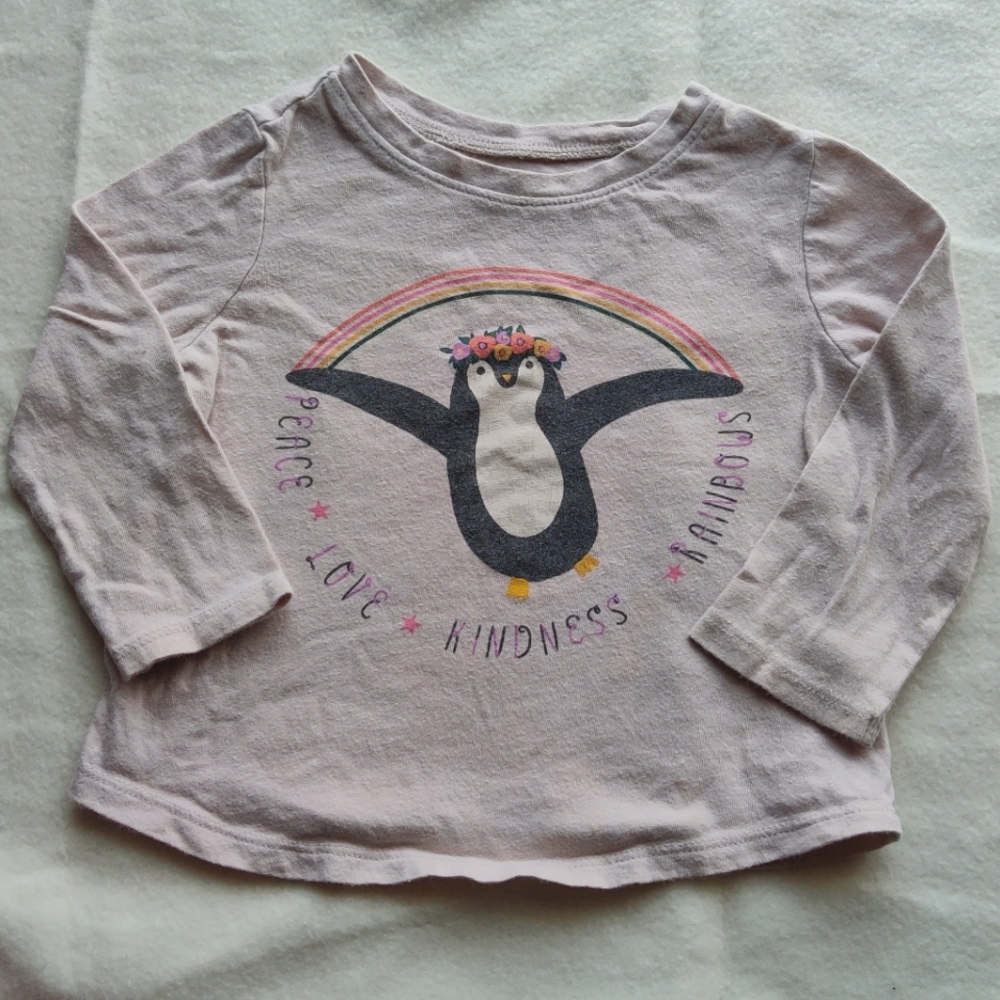 Retro Styled Penguin Rainbow Long Sleeve Shirt Old Navy 18-24 Month